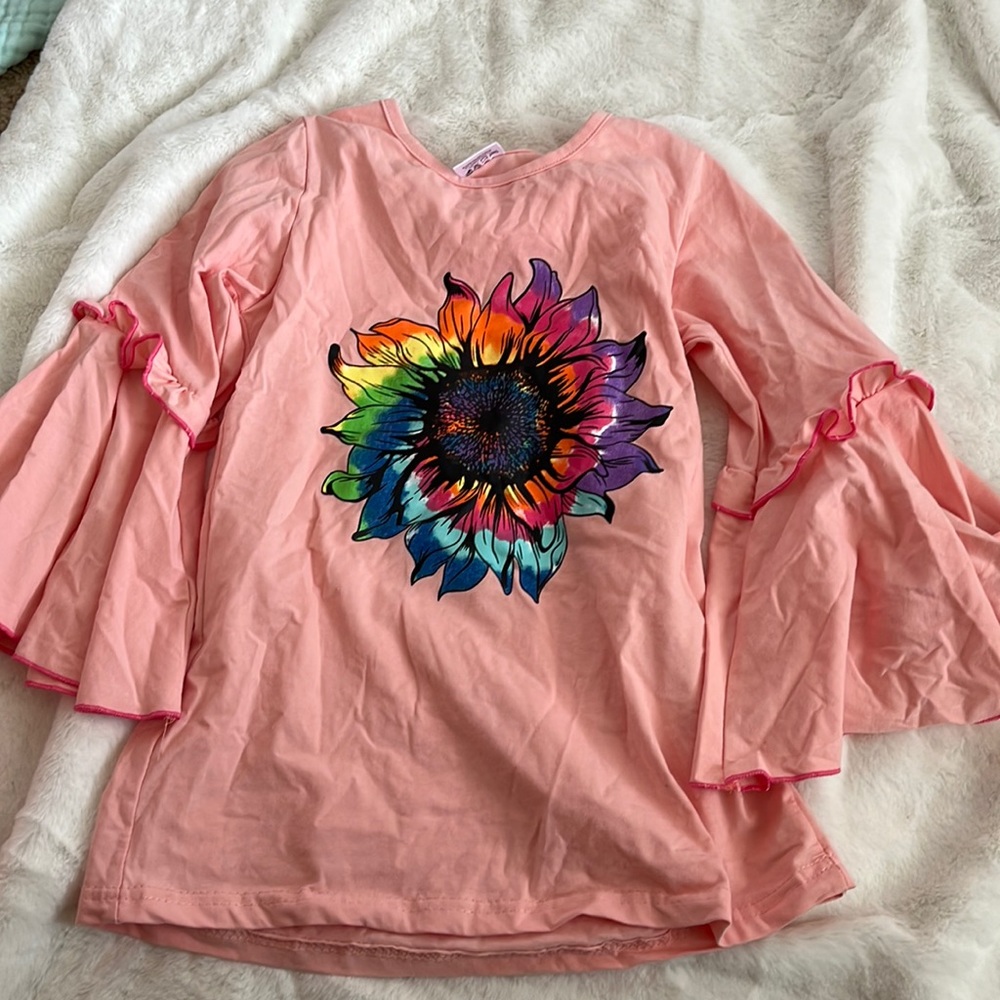 Boutique rainbow sunflower top